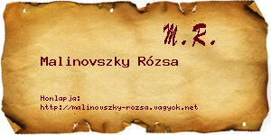 Malinovszky Rózsa névjegykártya