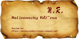 Malinovszky Rózsa névjegykártya